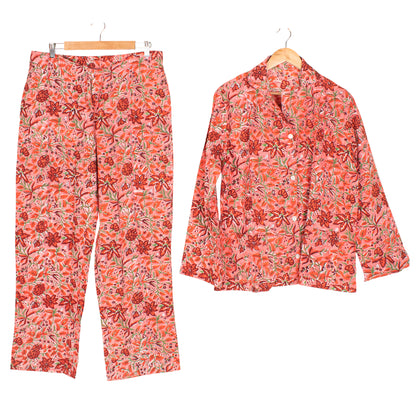 Hand Block Printed Cotton Pajama Set for Women – Ultra-Soft, Skin-Friendly Nightwear | Relaxed Fit Sleepwear for All-Season Comfort