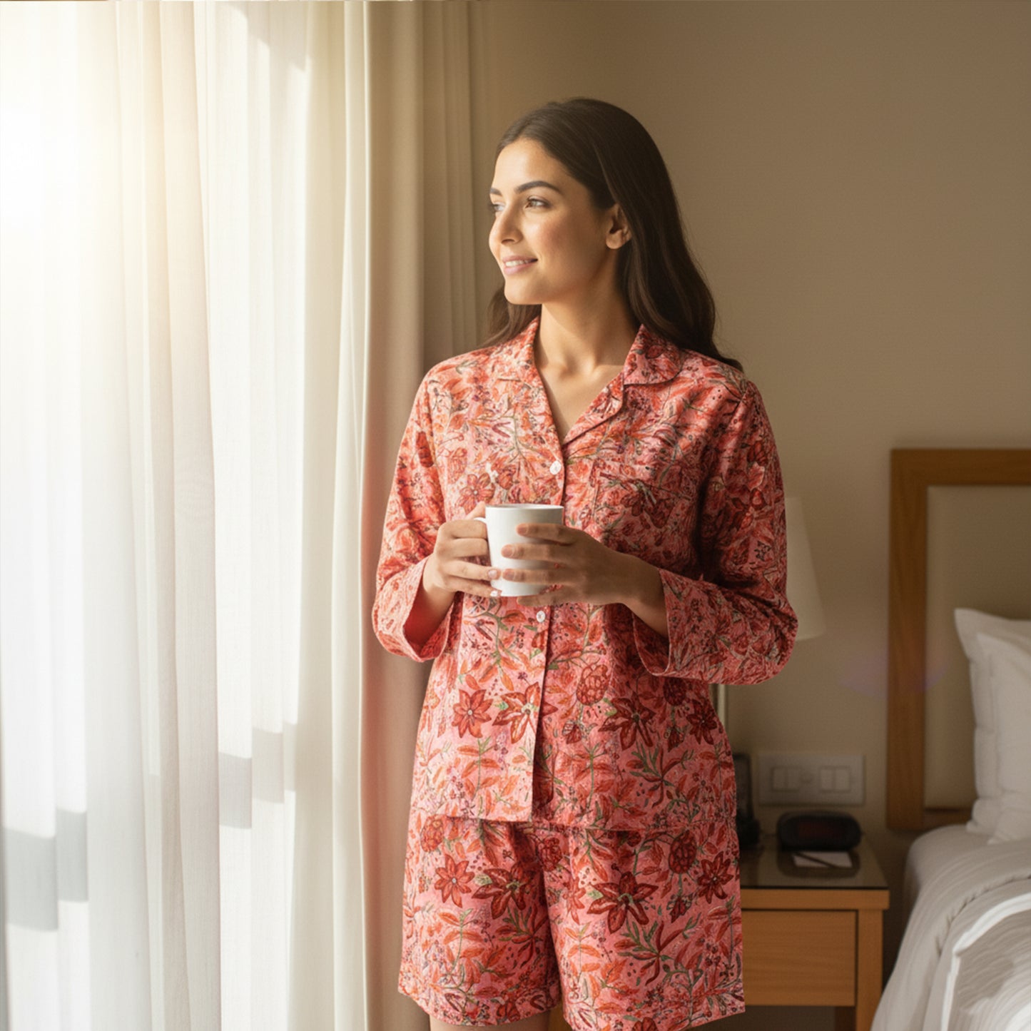Hand Block Printed Cotton Pajama Set for Women – Ultra-Soft, Skin-Friendly Nightwear | Relaxed Fit Sleepwear for All-Season Comfort