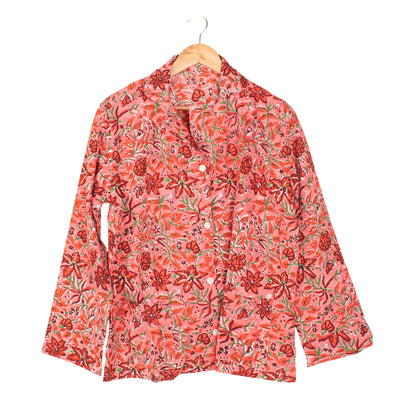 Hand Block Printed Cotton Pajama Set for Women – Ultra-Soft, Skin-Friendly Nightwear | Relaxed Fit Sleepwear for All-Season Comfort