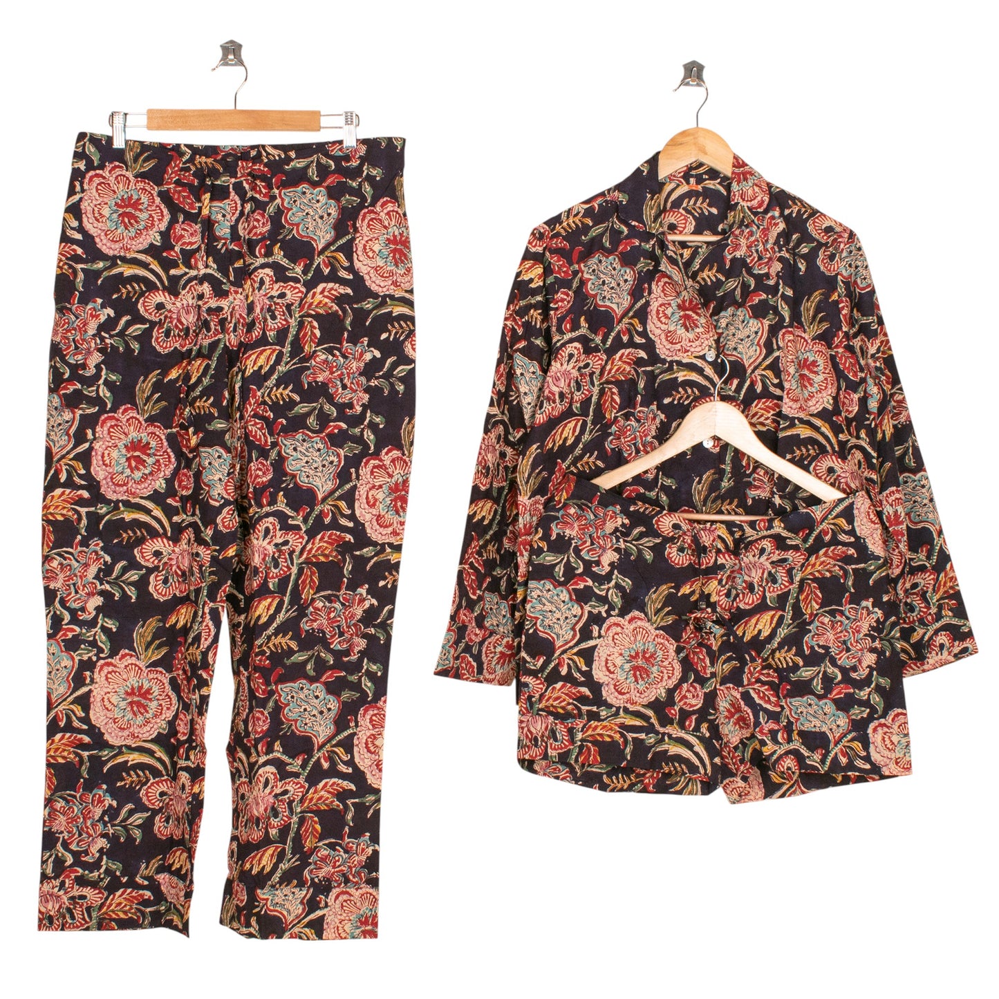 Floral Cotton PJ Set forMen/ Women – Lightweight, Breathable & Cozy Pajamas | Premium Night Suit for Restful Sleep & Home Comfort