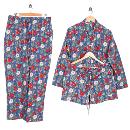 100% Pure Cotton Nightwear Pajama Set – Soft, Durable & Breathable PJs for Women | Artisan Print Pajama Set for Everyday Lounging