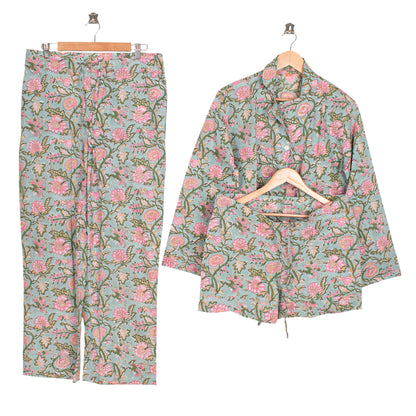 Printed Cotton PJ Set for Women – Stylish, Comfortable & Breathable Sleepwear | Relaxed Fit Pajama Set for Home & Bedtime