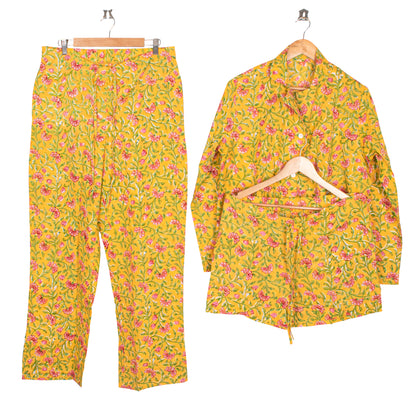 Luxury Cotton Pajama Sleepwear Set for Women – Ultra-Soft Fabric, Relaxed Fit Pajamas | Handmade Block Print PJs for Night & Lounge Time