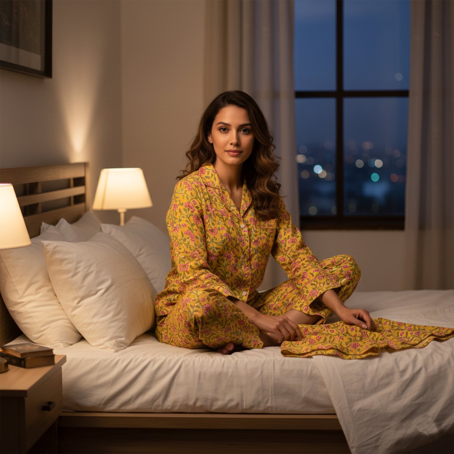 Luxury Cotton Pajama Sleepwear Set for Women – Ultra-Soft Fabric, Relaxed Fit Pajamas | Handmade Block Print PJs for Night & Lounge Time