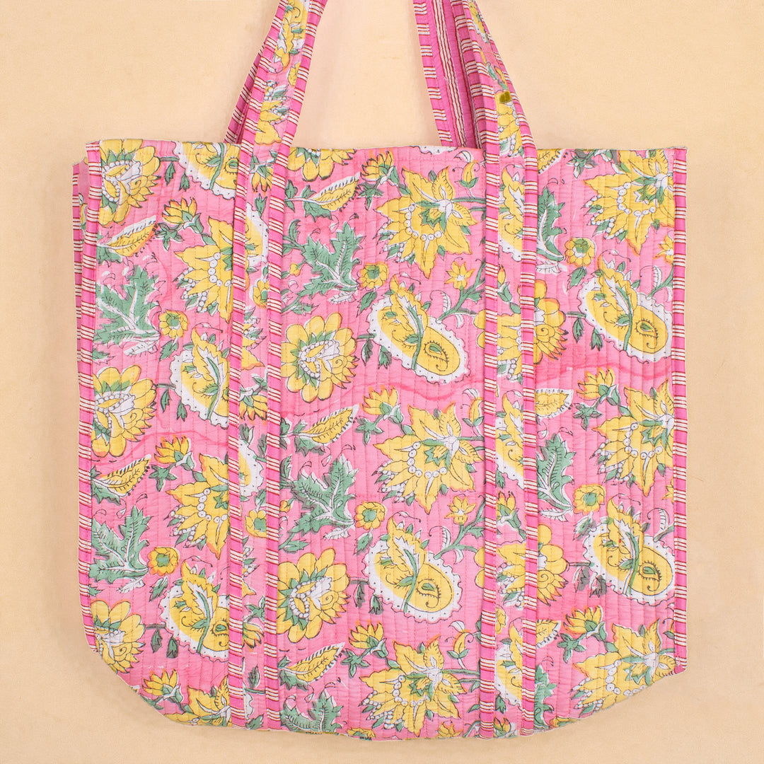Quilted Cotton Tote Bag | Everyday Shoulder Bag