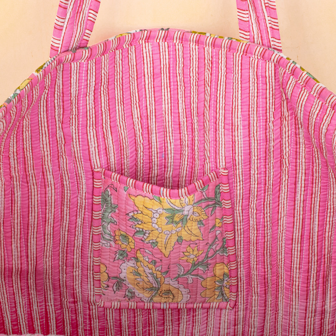 Quilted Cotton Tote Bag | Everyday Shoulder Bag