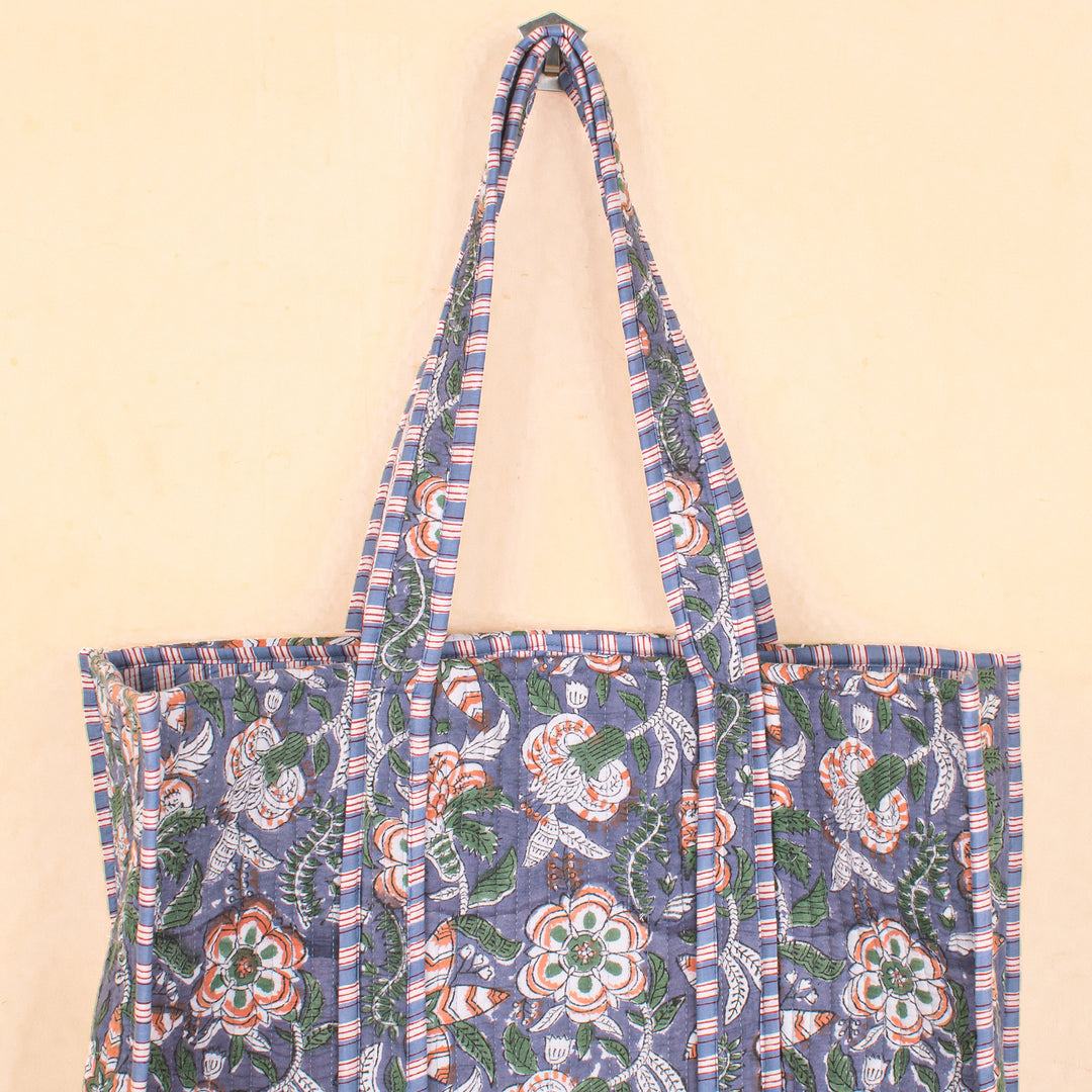 Quilted Cotton Tote Bag | Everyday Shoulder Bag