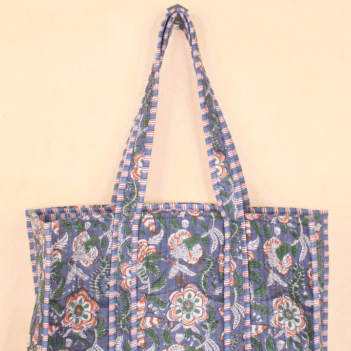 Quilted Cotton Tote Bag | Everyday Shoulder Bag