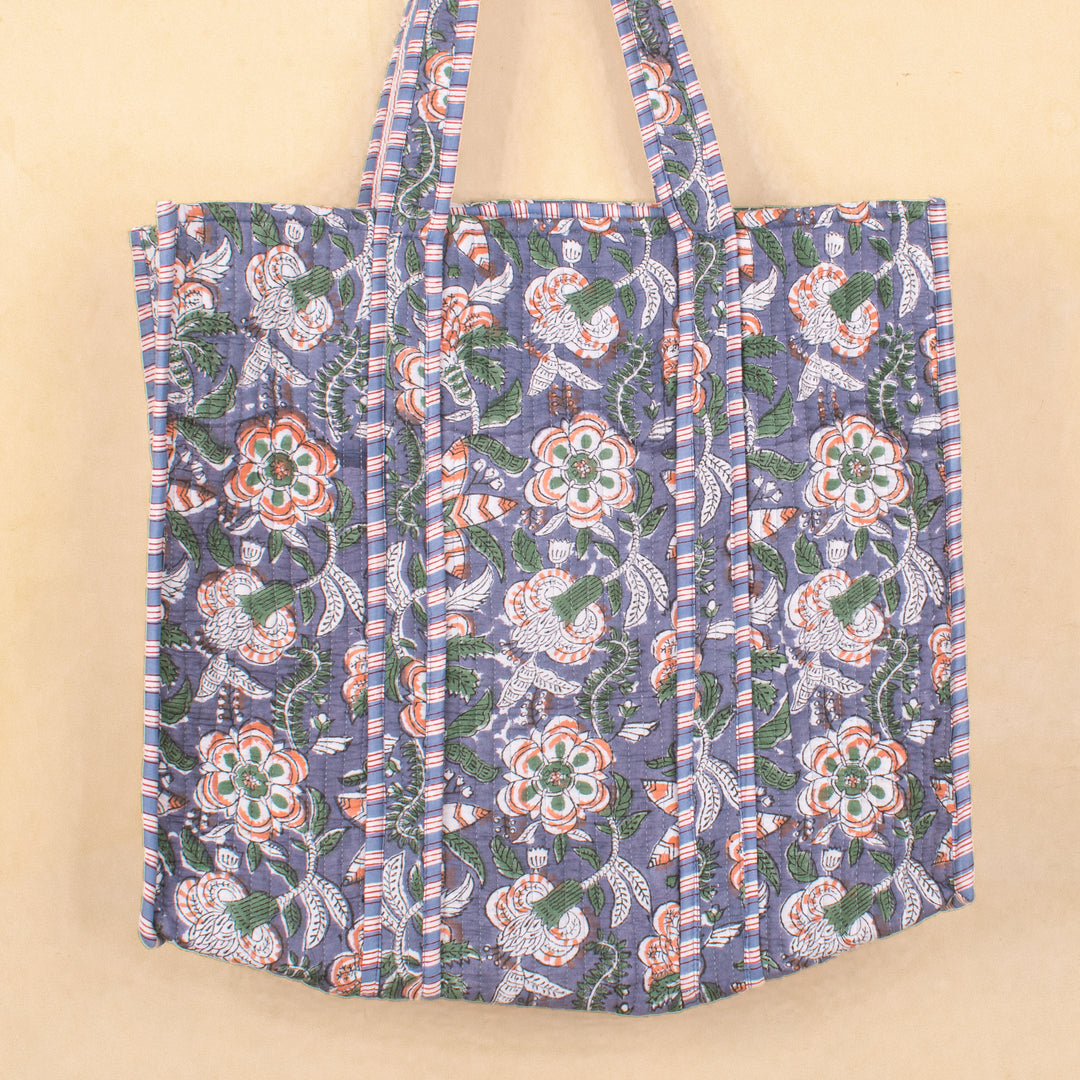Quilted Cotton Tote Bag | Everyday Shoulder Bag