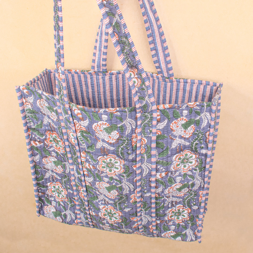 Quilted Cotton Tote Bag | Everyday Shoulder Bag