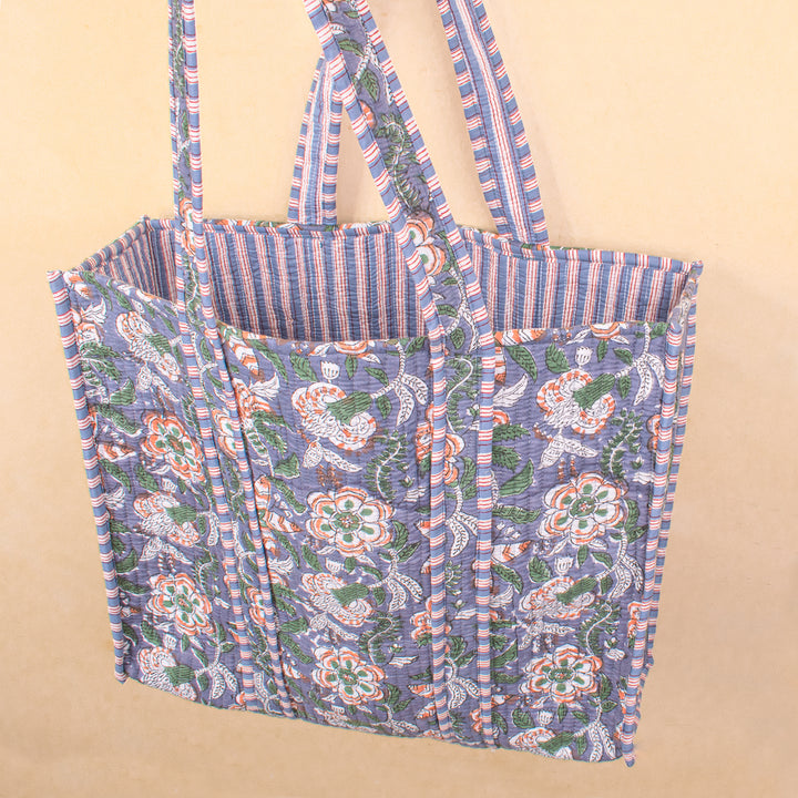 Quilted Cotton Tote Bag | Everyday Shoulder Bag