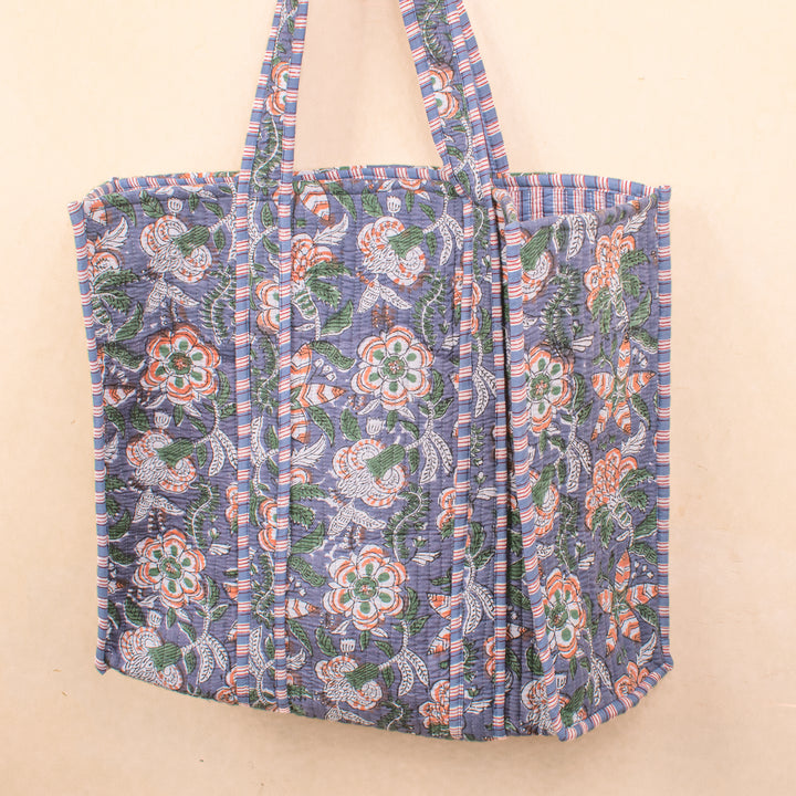 Quilted Cotton Tote Bag | Everyday Shoulder Bag
