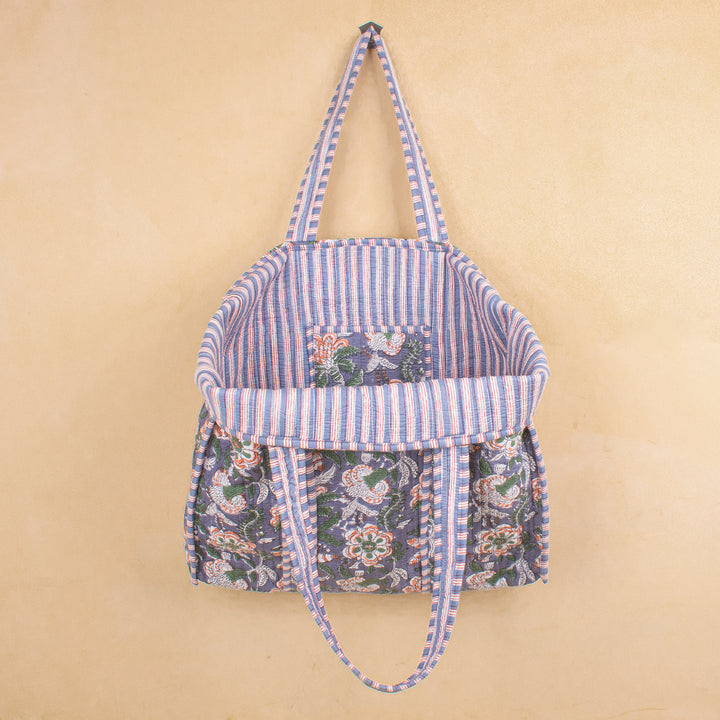Quilted Cotton Tote Bag | Everyday Shoulder Bag