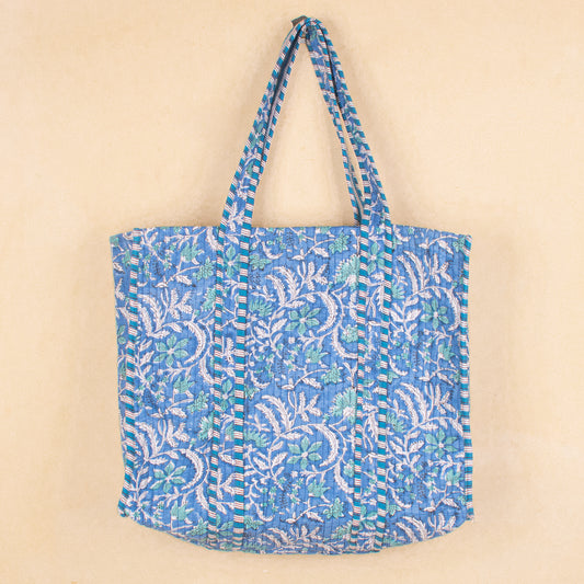Boho Cotton Shoulder Bag, Patchwork Quilted Tote Bag, Handmade Market Bag