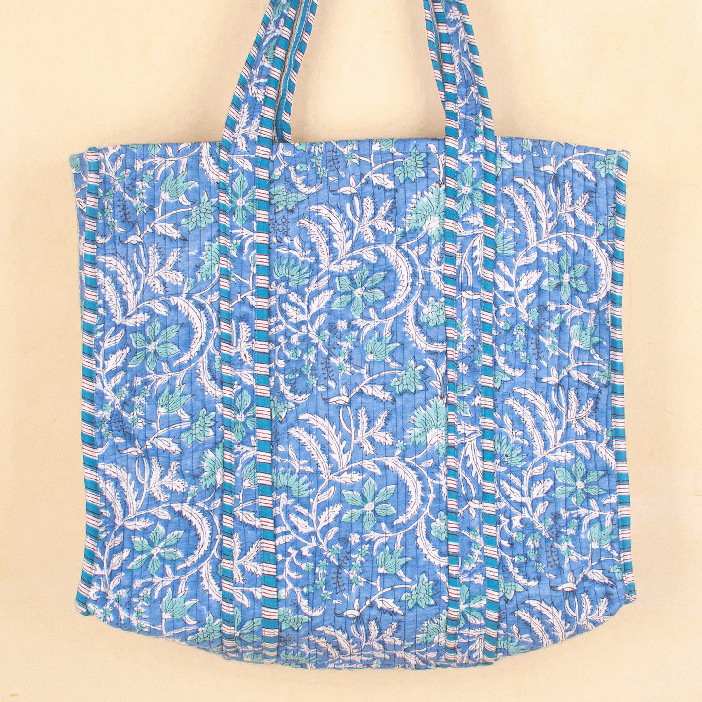 Boho Cotton Shoulder Bag, Patchwork Quilted Tote Bag, Handmade Market Bag
