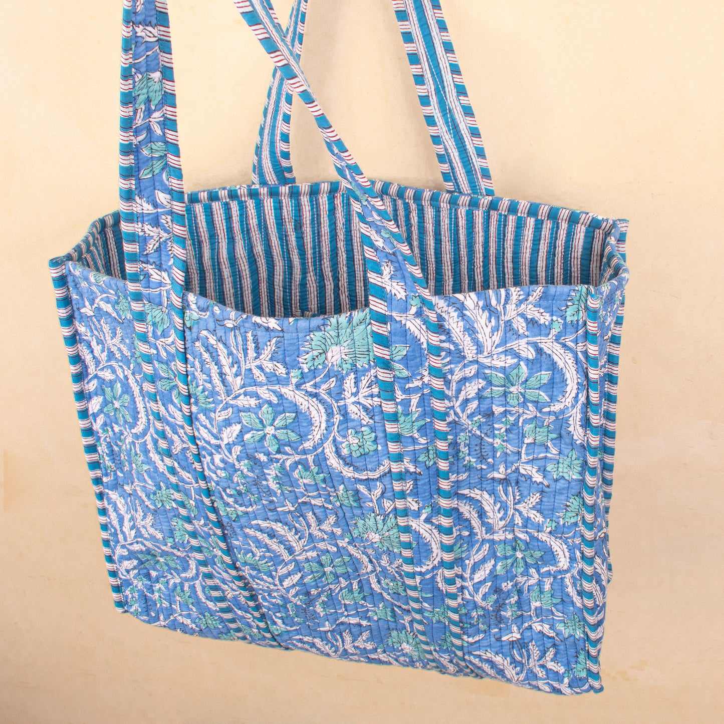 Boho Cotton Shoulder Bag, Patchwork Quilted Tote Bag, Handmade Market Bag