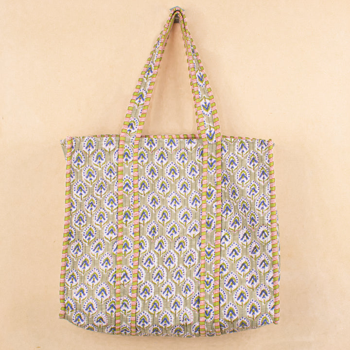Quilted Cotton Tote Bag | Everyday Shoulder Bag