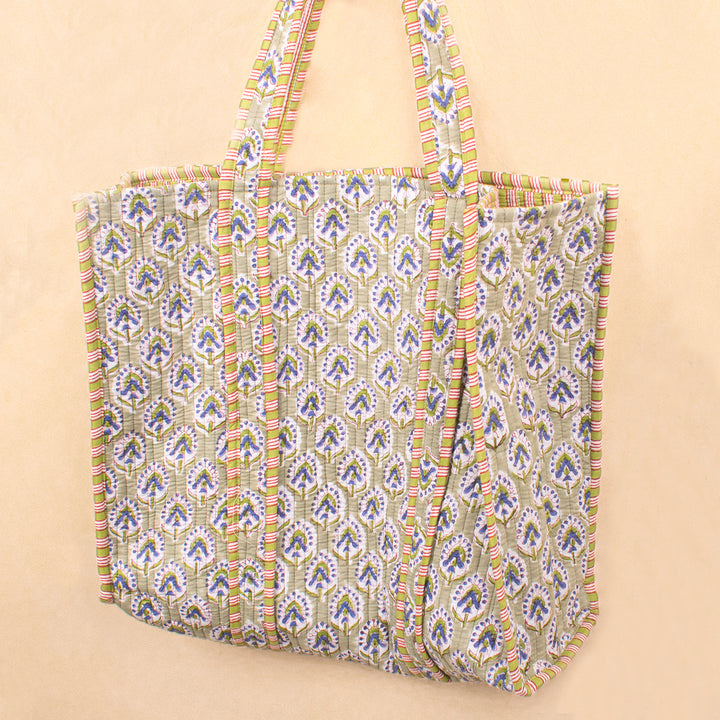 Quilted Cotton Tote Bag | Everyday Shoulder Bag