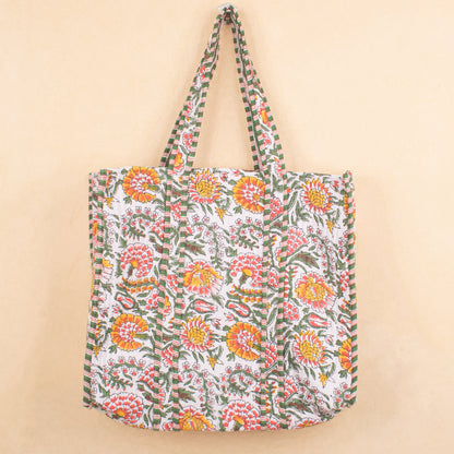 Reversible Quilted Tote Bag, Handmade Cotton Shopper, Sustainable Gift Idea