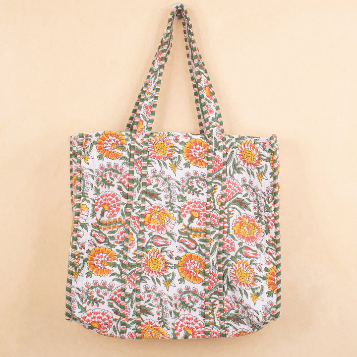 Quilted Cotton Tote Bag | Everyday Shoulder Bag