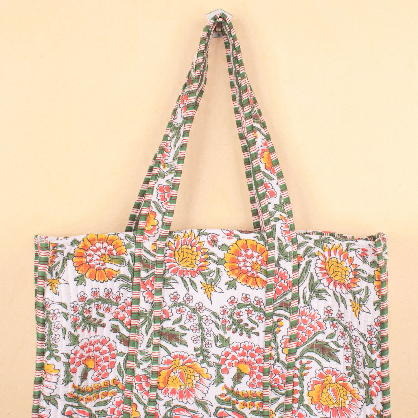 Reversible Quilted Tote Bag, Handmade Cotton Shopper, Sustainable Gift Idea