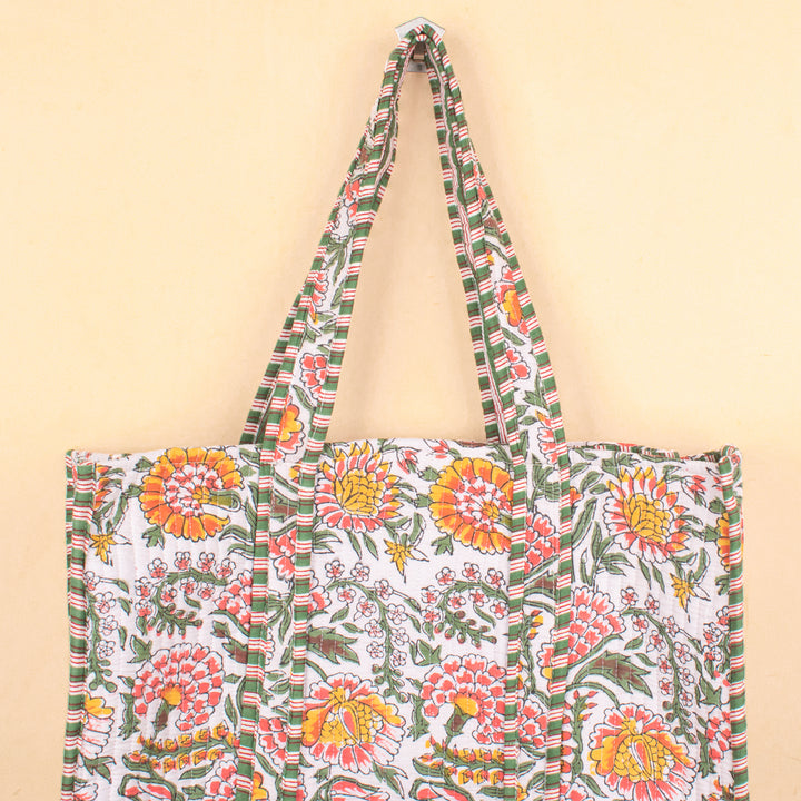 Quilted Cotton Tote Bag | Everyday Shoulder Bag