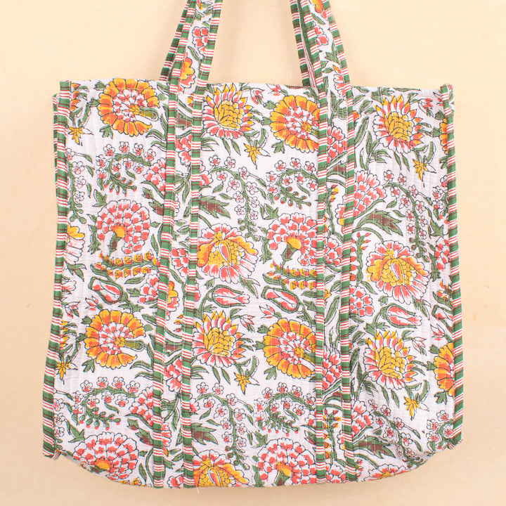 Quilted Cotton Tote Bag | Everyday Shoulder Bag