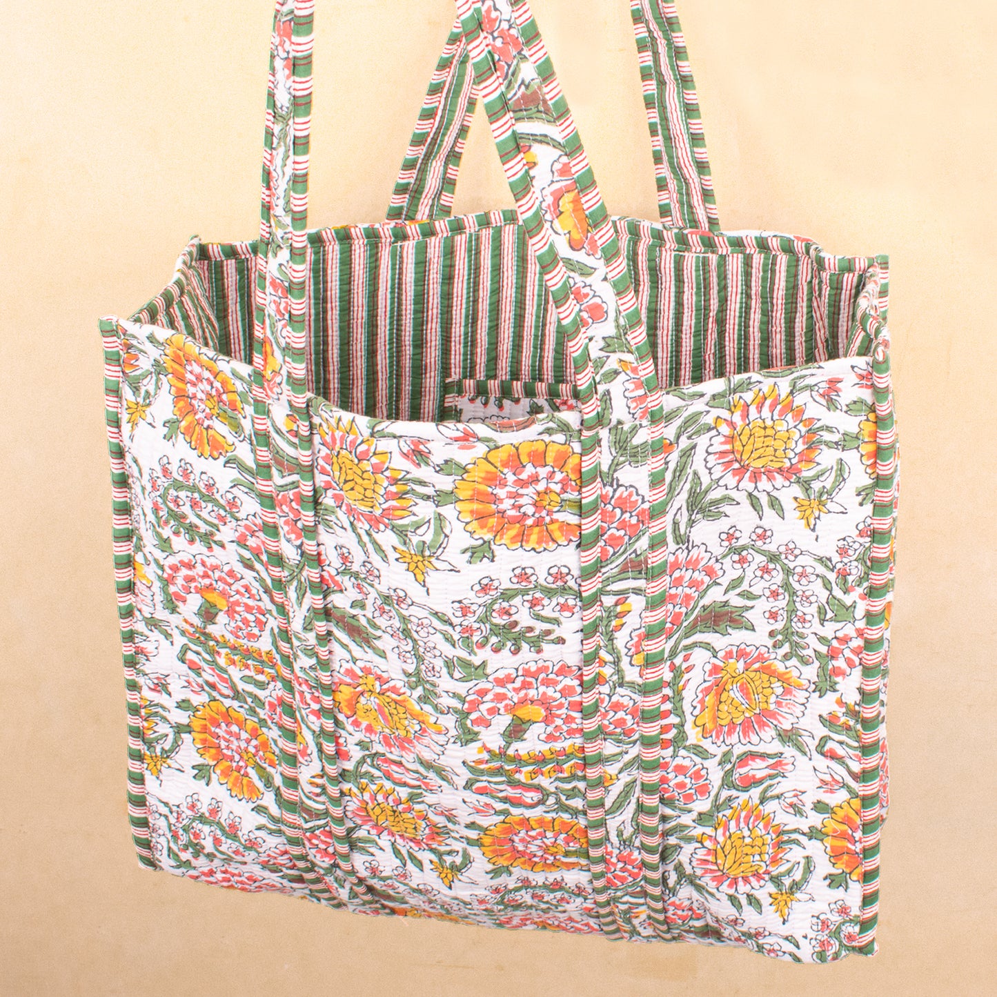 Reversible Quilted Tote Bag, Handmade Cotton Shopper, Sustainable Gift Idea