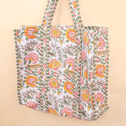 Reversible Quilted Tote Bag, Handmade Cotton Shopper, Sustainable Gift Idea