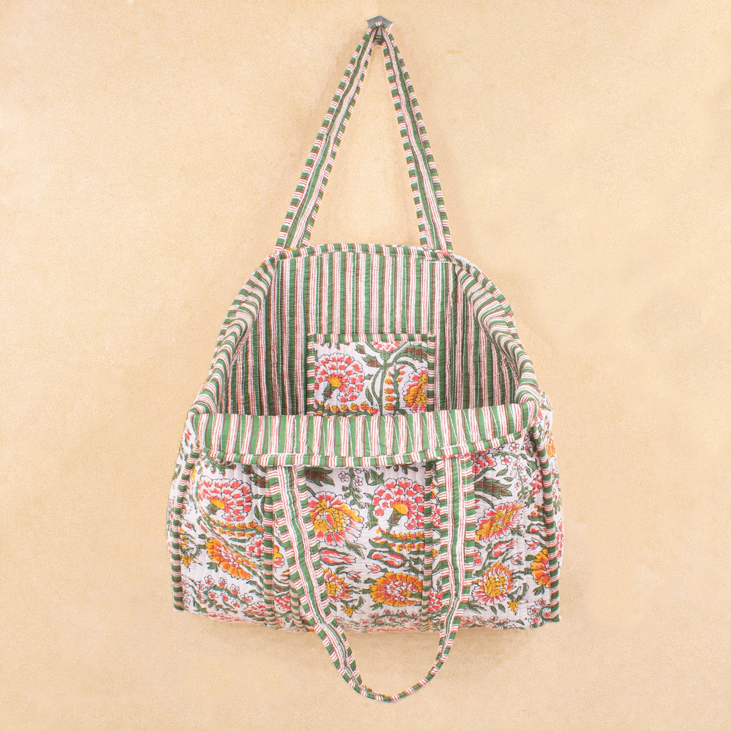 Reversible Quilted Tote Bag, Handmade Cotton Shopper, Sustainable Gift Idea