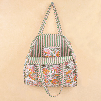 Reversible Quilted Tote Bag, Handmade Cotton Shopper, Sustainable Gift Idea