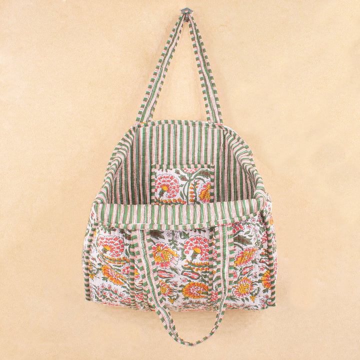 Quilted Cotton Tote Bag | Everyday Shoulder Bag