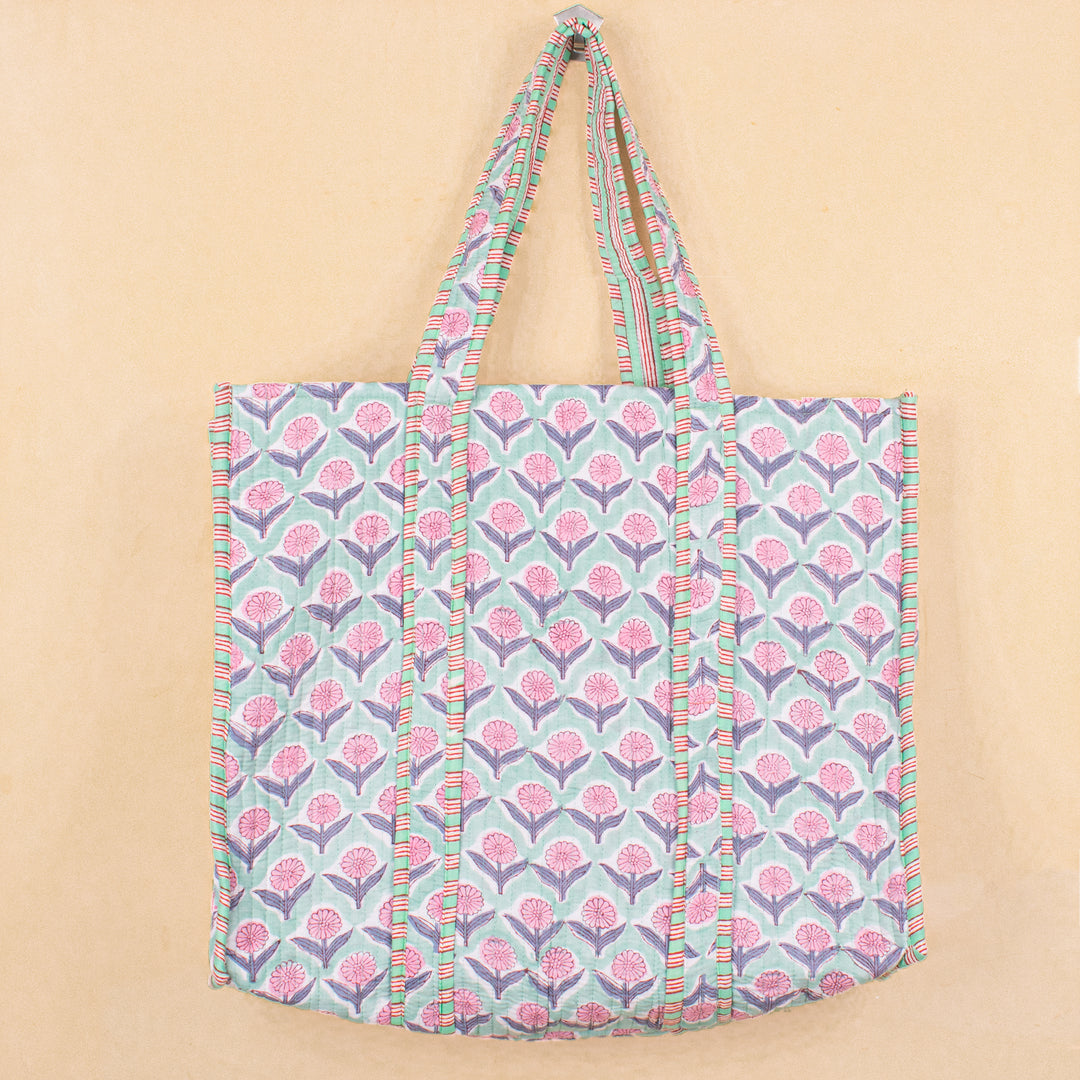 Quilted Cotton Tote Bag | Everyday Shoulder Bag