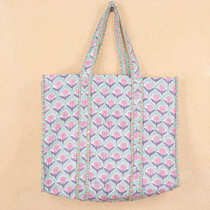 Quilted Cotton Tote Bag | Everyday Shoulder Bag