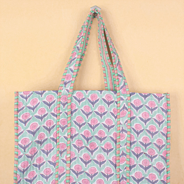 Quilted Cotton Tote Bag | Everyday Shoulder Bag