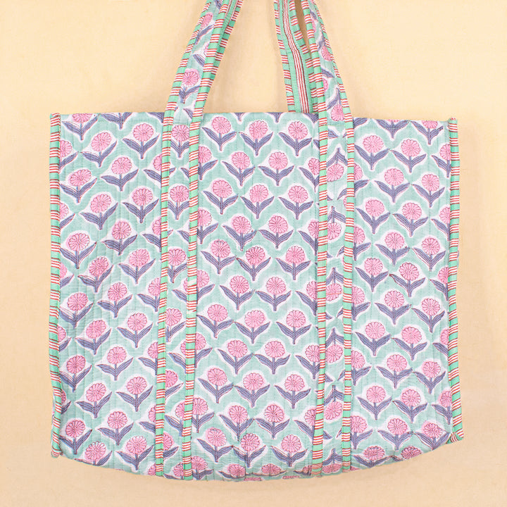 Quilted Cotton Tote Bag | Everyday Shoulder Bag