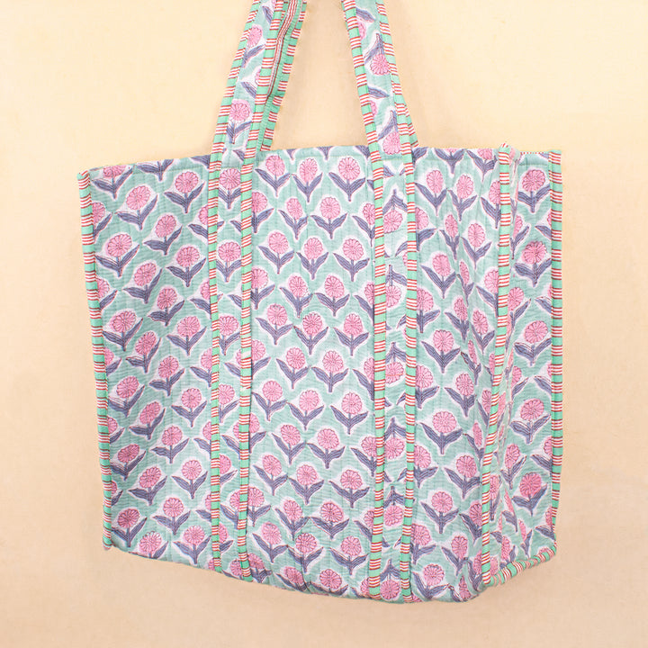 Quilted Cotton Tote Bag | Everyday Shoulder Bag