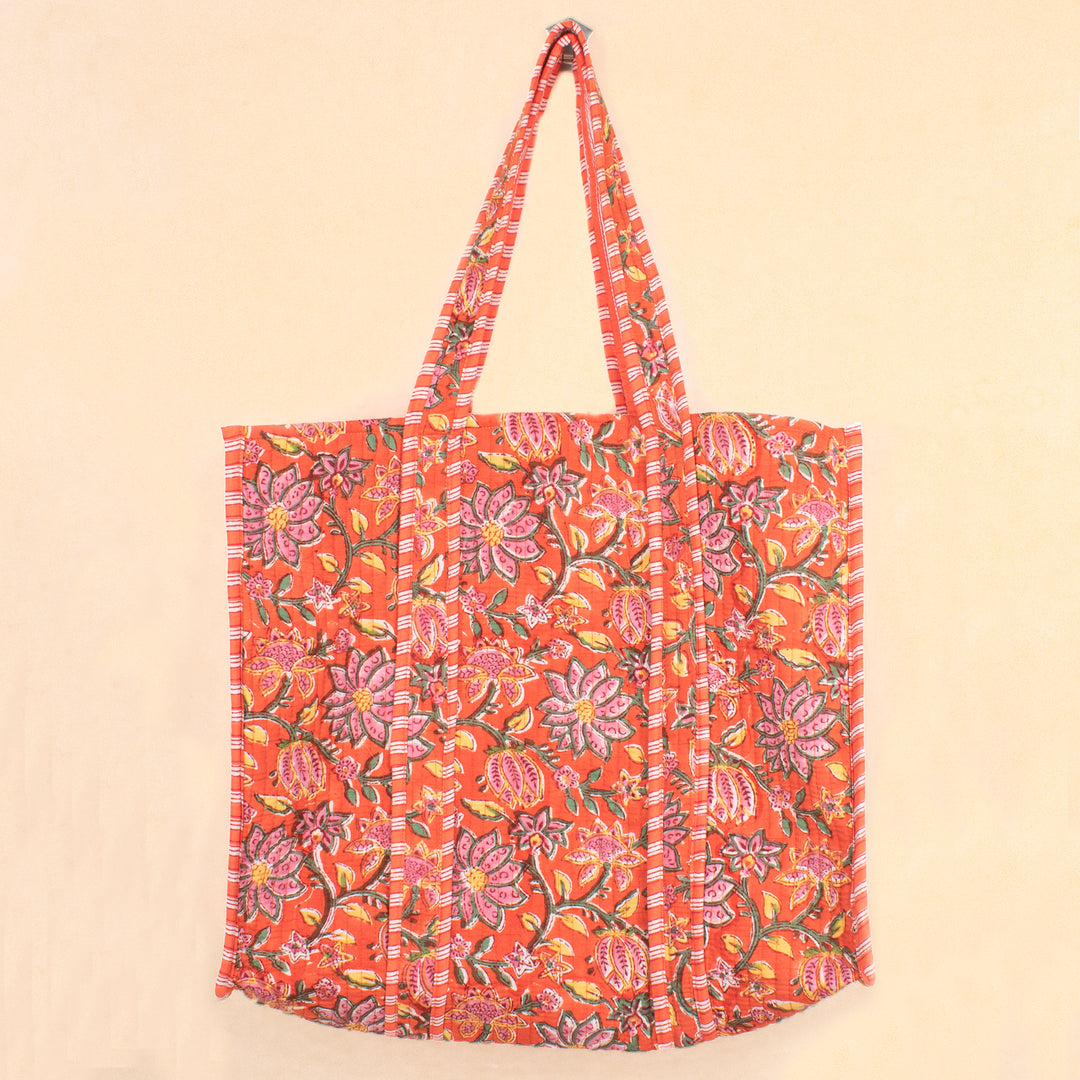 Quilted Cotton Tote Bag | Everyday Shoulder Bag