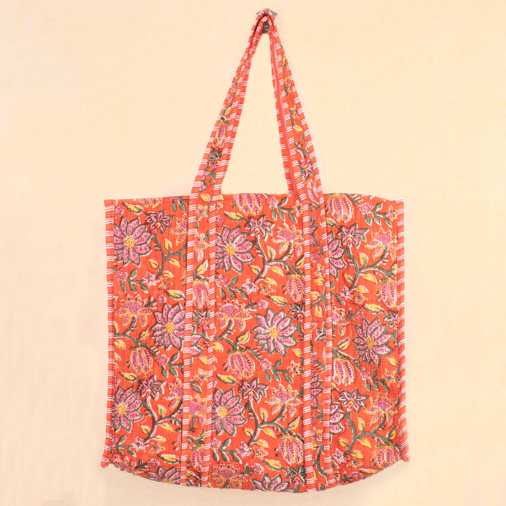 Quilted Cotton Tote Bag | Everyday Shoulder Bag