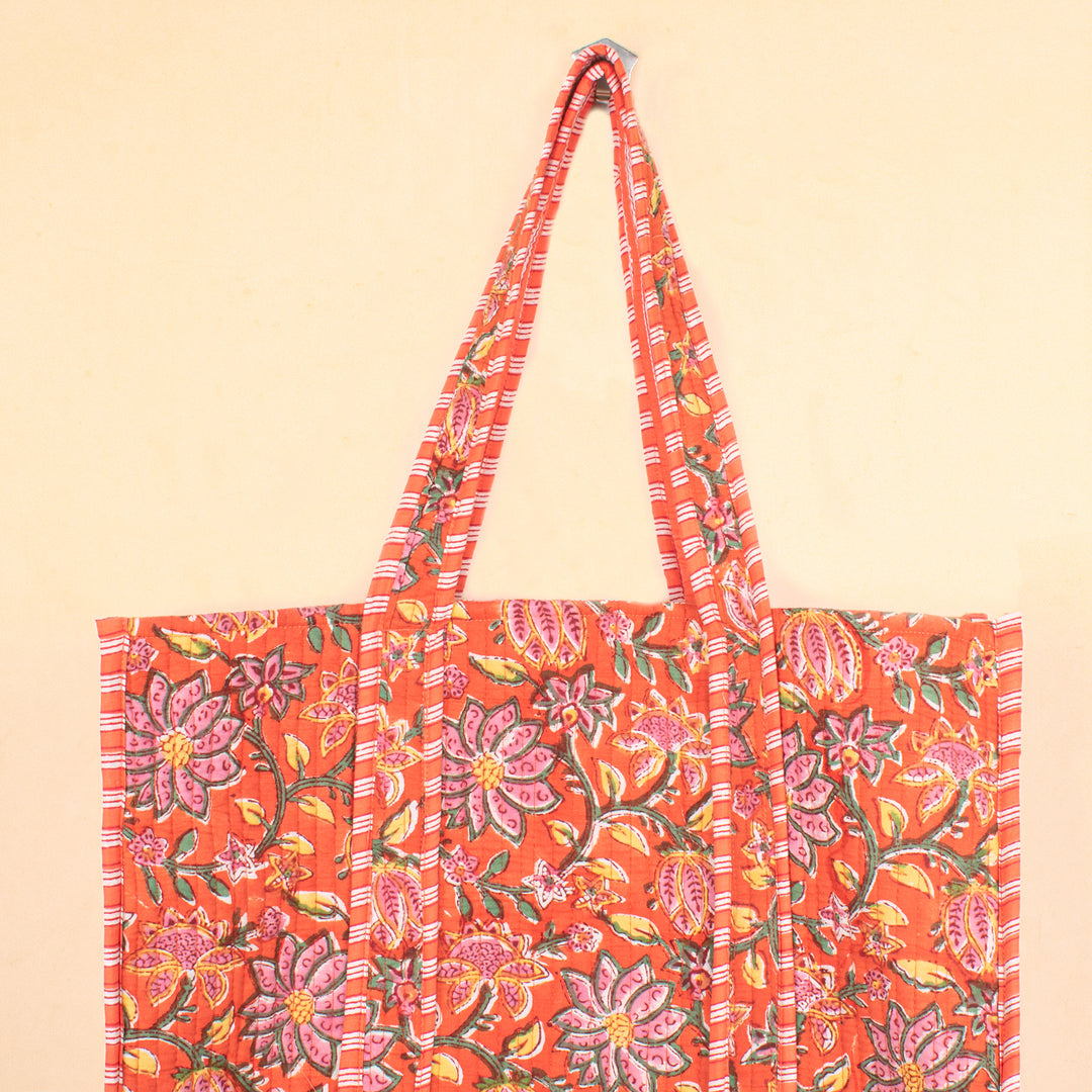 Quilted Cotton Tote Bag | Everyday Shoulder Bag