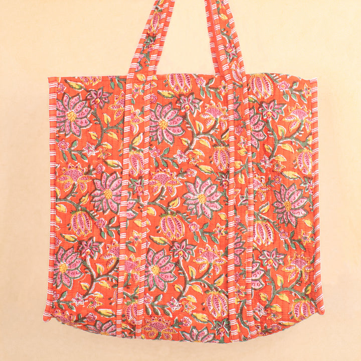 Quilted Cotton Tote Bag | Everyday Shoulder Bag