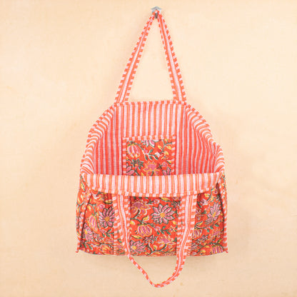 Quilted Tote Bag for Girls, Cute Cotton Patchwork Bag, Handmade Carryall