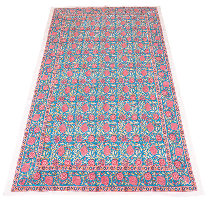Indian Cotton Block Print Tablecloth, Rustic Farmhouse Table Cover, Handmade Table Linen
