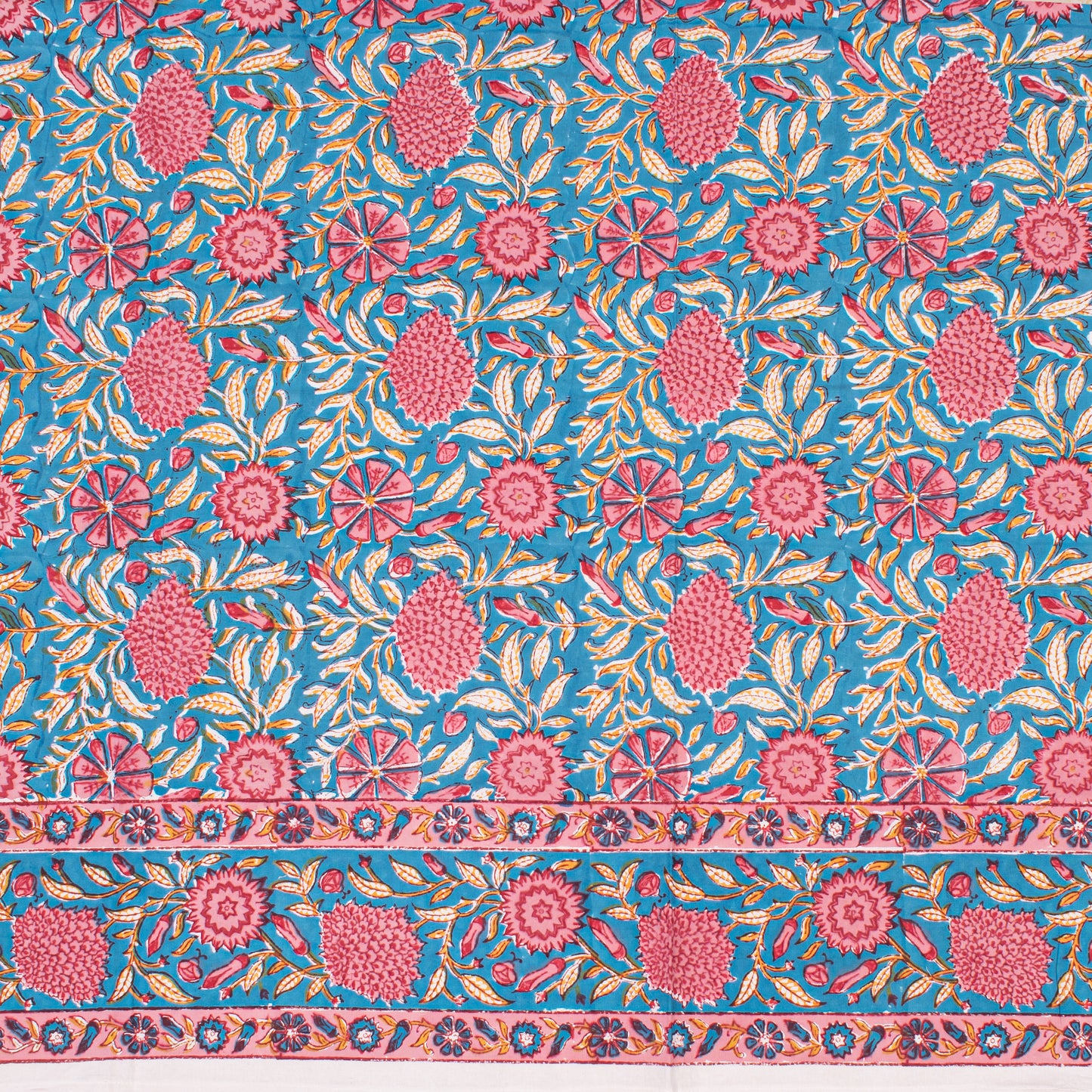 Indian Cotton Block Print Tablecloth, Rustic Farmhouse Table Cover, Handmade Table Linen