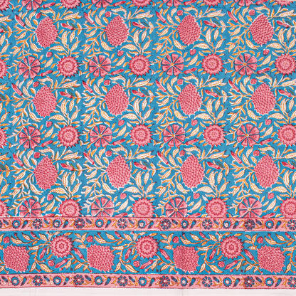 Indian Cotton Block Print Tablecloth, Rustic Farmhouse Table Cover, Handmade Table Linen