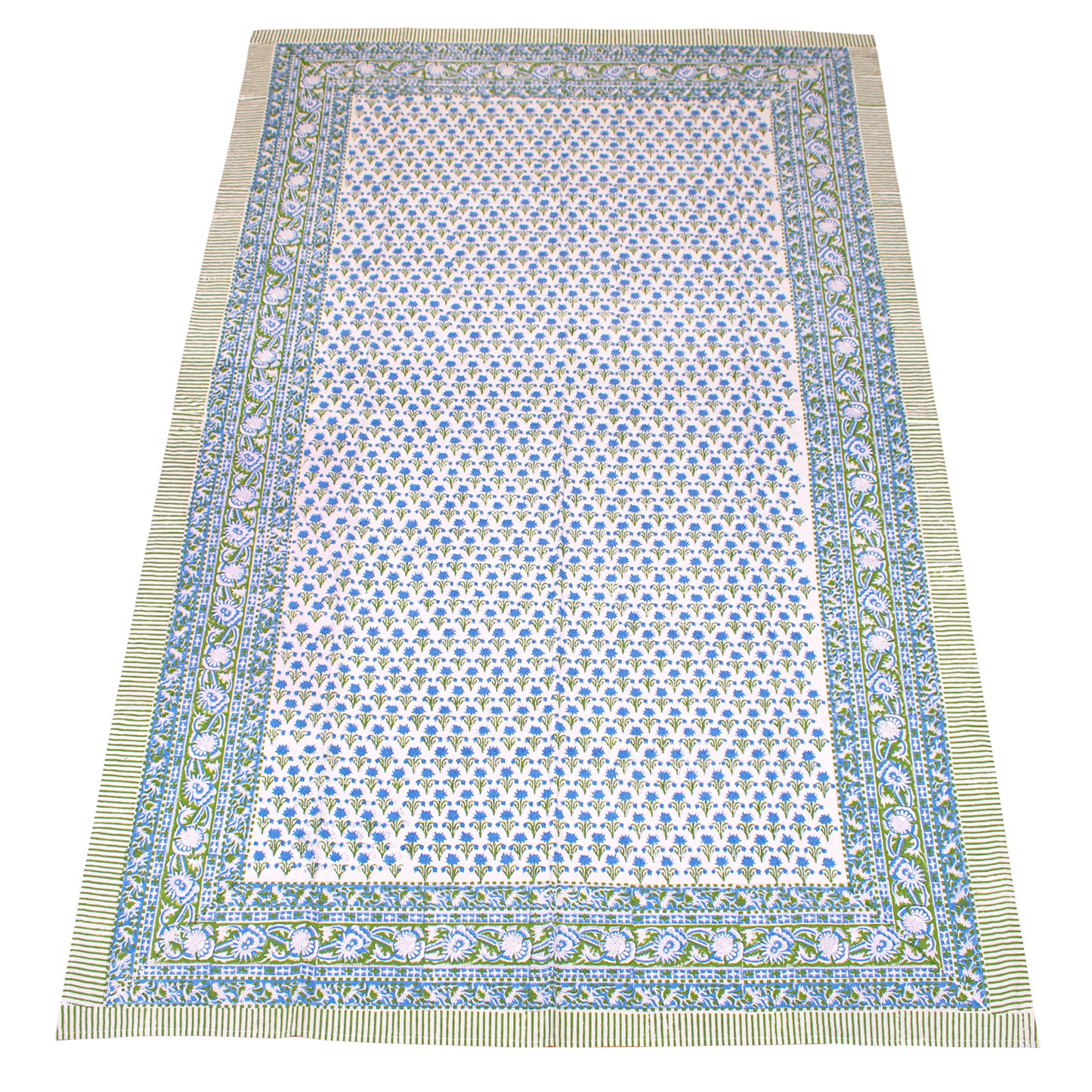 Floral Block Print Tablecloth, 100% Cotton Table Cover, Boho Kitchen Dining Decor