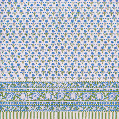Floral Block Print Tablecloth, 100% Cotton Table Cover, Boho Kitchen Dining Decor