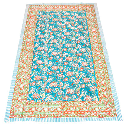 Bohemian Hand Block Printed Tablecloth, Cotton Dining Table Cover, Artistic Home Decor