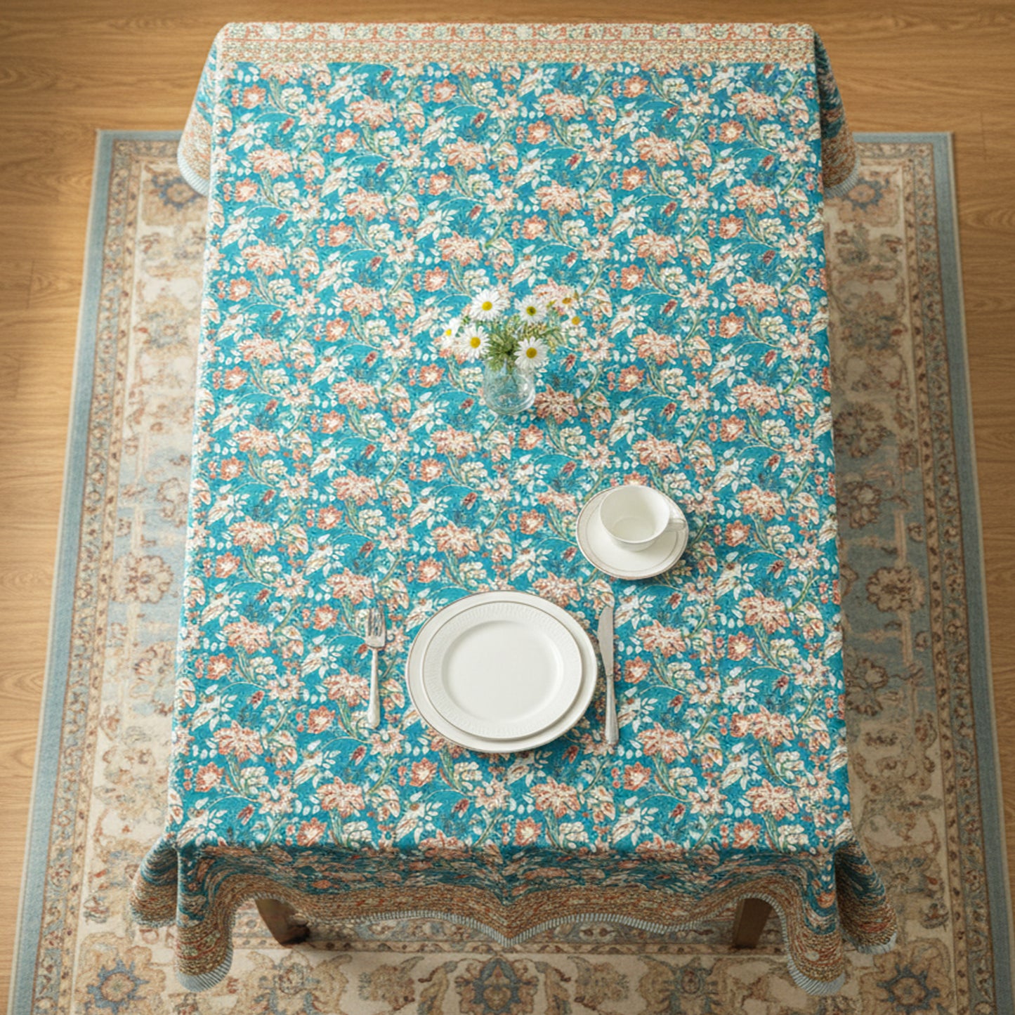 Bohemian Hand Block Printed Tablecloth, Cotton Dining Table Cover, Artistic Home Decor