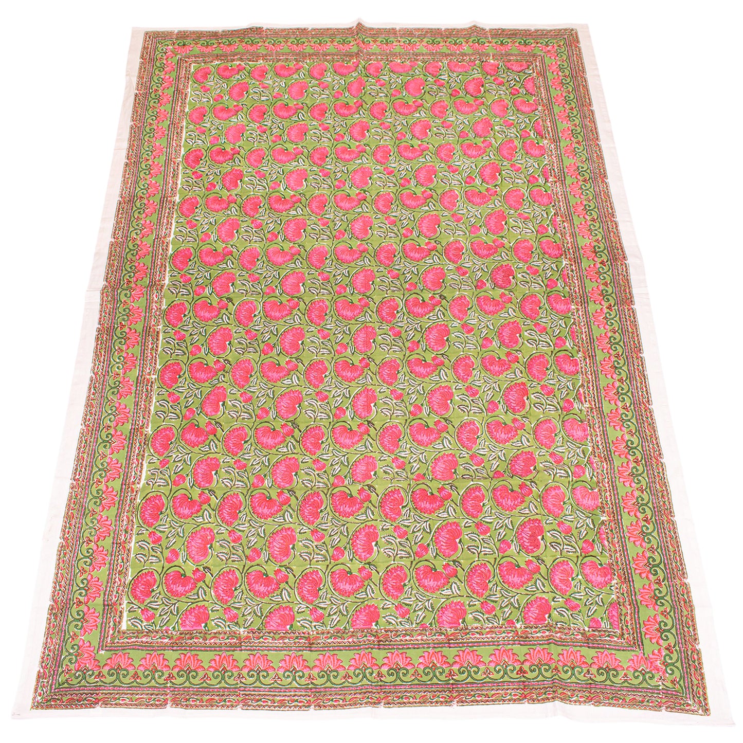 Floral Cotton Tablecloth, Indian Block Print Table Cover, Handmade Dining Linen